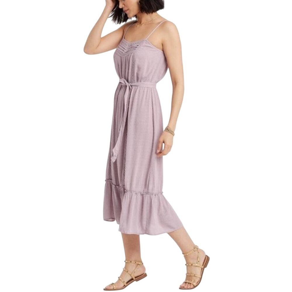 Knox Rose Mauve Swiss Dot Textured Maxi Dress, Romantic Boho, Size Large, NWT